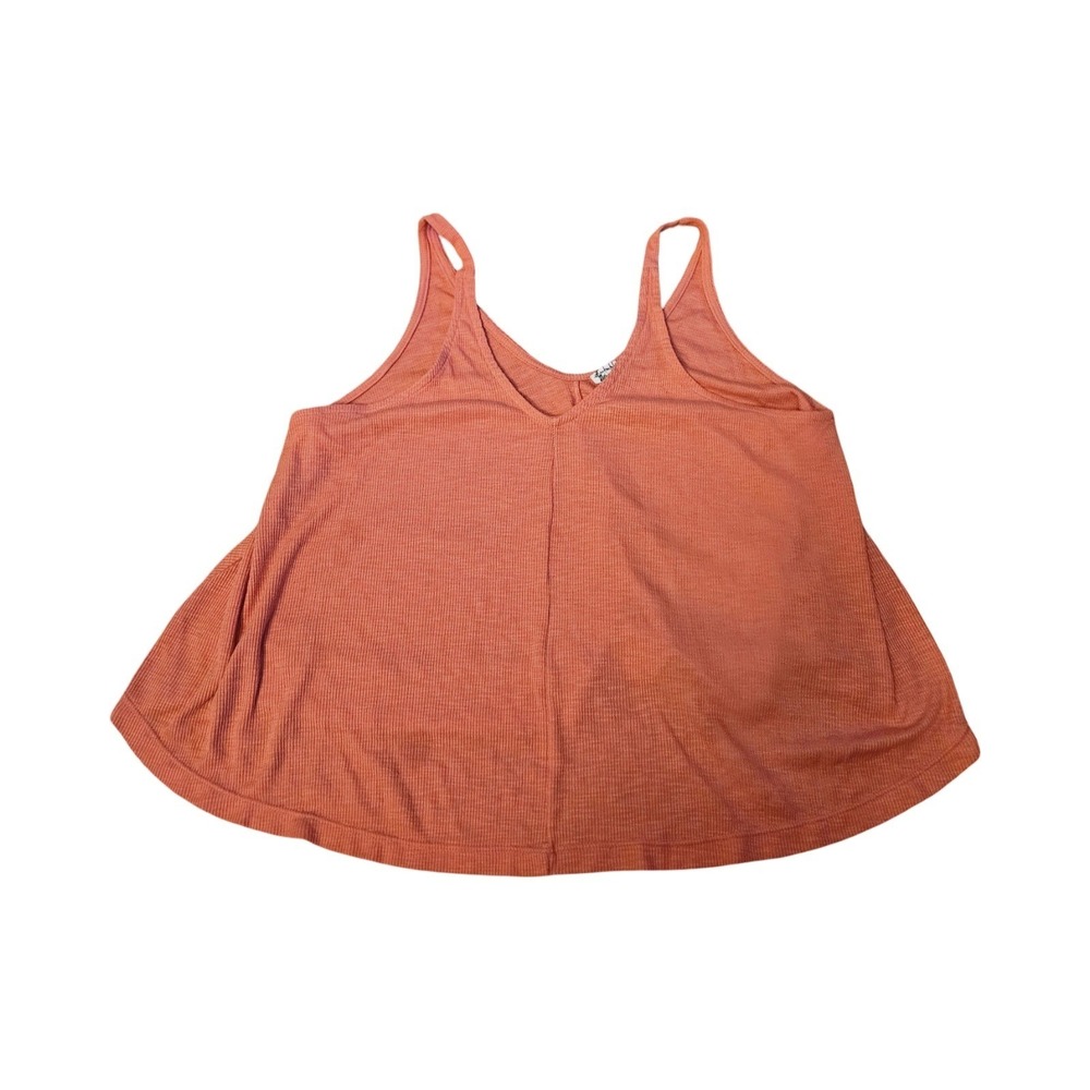 Free People Intimately Thermal Tank Top Coral Orange Waffle Knit Small